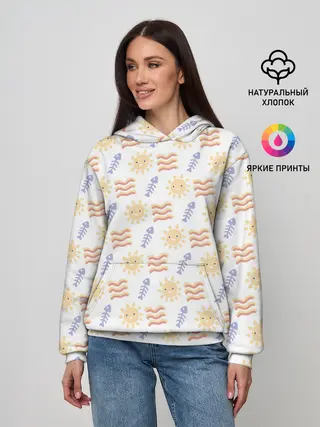 Женское худи / летнее солнце и волны