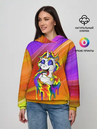 Женское худи / Единорог | Unicorn | Rainbow