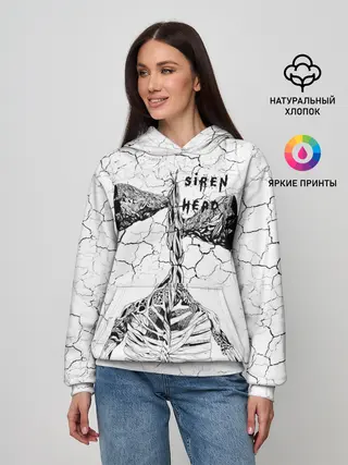 Женское худи / Сиреноголовый Трещины Надпись