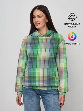 Женское худи / Зеленый клетчатый узор
