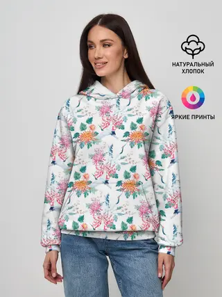 Женское худи / Журавли и хризантемы