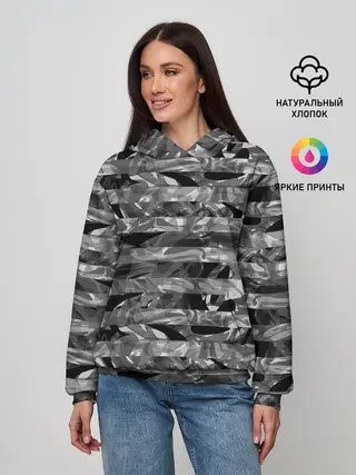 Женское худи / Черно -белый полосатый узор