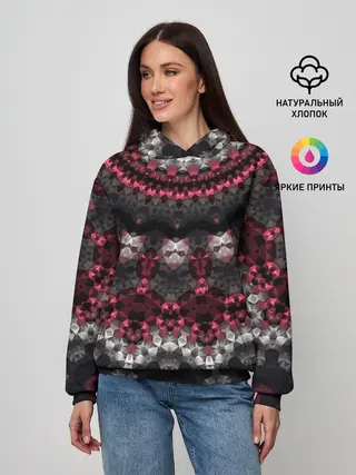 Женское худи / Красно-черный мозаичный узор