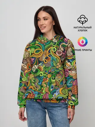 Женское худи / Тибетский коллаж