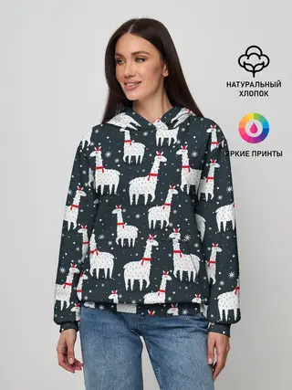 Женское худи / Новогодние ламы
