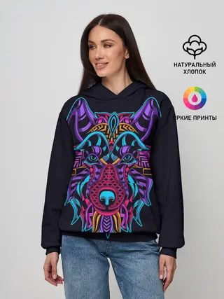 Женское худи / Неоновый пес