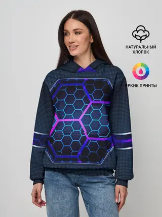 Женское худи / Цветные соты 3D
