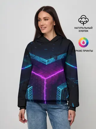 Женское худи / Неоновые грани 3D