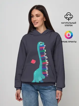 Женское худи / Book Dinosaur