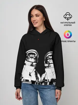 Женское худи / Коты Космонавты