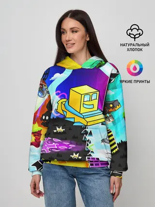 Женское худи / GEOMETRY DASH / ГЕОМЕТРИ ДАШ