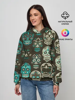 Женское худи / Черепа с узорами