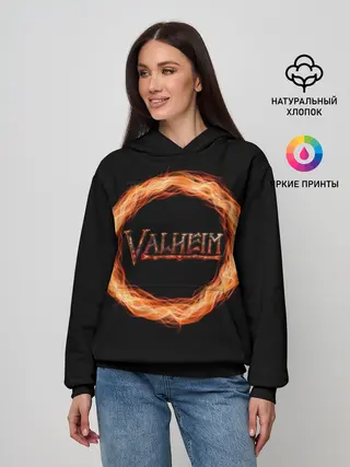 Женское худи / Valheim - огненный круг