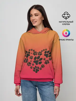 Женское худи / сердечко из следов собаки