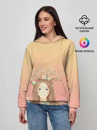 Женское худи / девочка и кролик