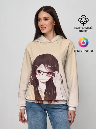 Женское худи / девочка в очках милая