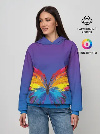 Женское худи / красочная бабочка
