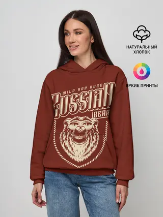 Женское худи / Русский медведь в очках