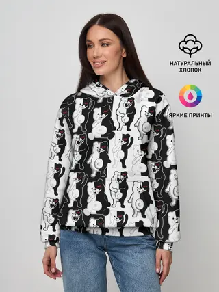 Женское худи / MONOKUMA / МОНОКУМА ПАТТЕРН
