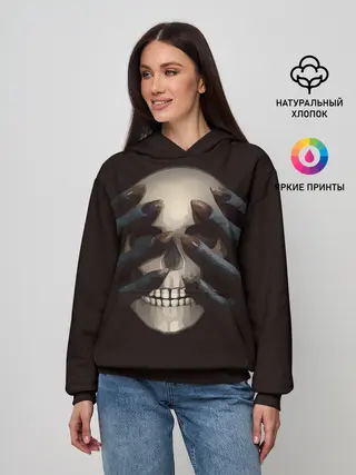 Женское худи / Руки на черепе