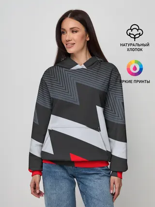 Женское худи / Черно-красные зигзаги