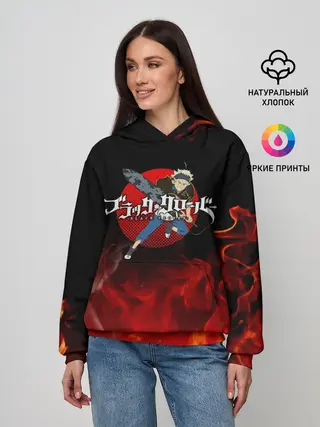 Женское худи / Аста в огне Чёрный клевер