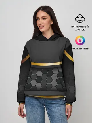 Женское худи / 3D ТЕМНАЯ БРОНЯ С ЗОЛОТОМ