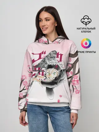 Женское худи / Чёрный клевер сакура Аста