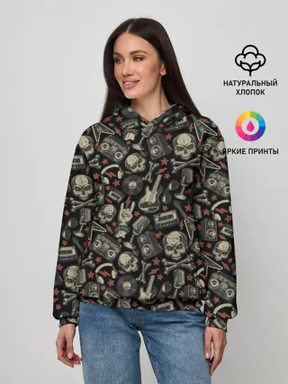 Женское худи / Scull_pattern_rock