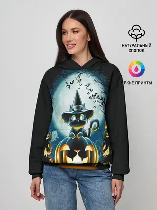 Женское худи / Хэллоуин Кот
