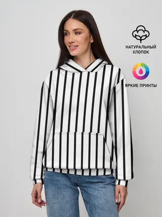 Женское худи / Чёрные и белые полосы