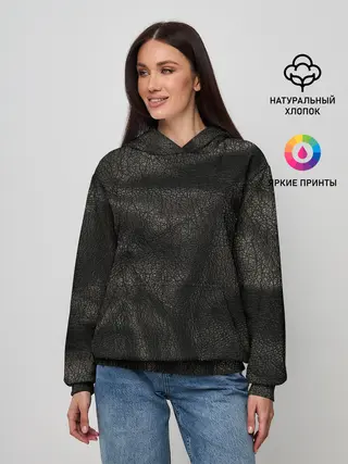 Женское худи / Черная кожа