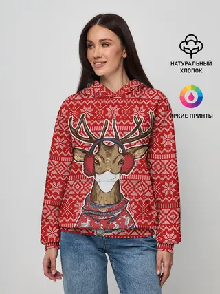 Женское худи / Deer in a medical mask