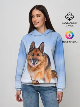 Женское худи / Овчарка и снег