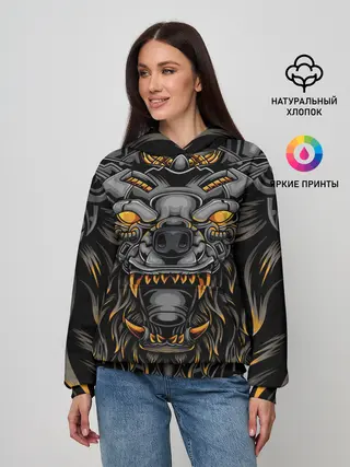 Женское худи / Хищный лев киборг
