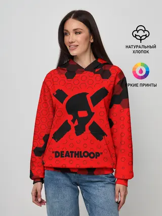 Женское худи / Deathloop - Череп - Соты