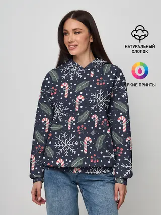 Женское худи / Паттерн с веточками