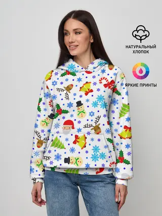 Женское худи / Новогодний - Рождественский узор