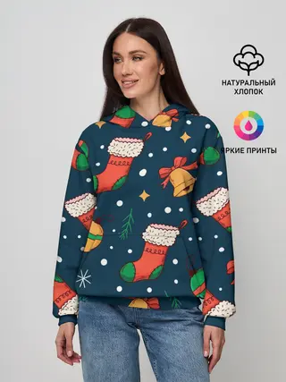 Женское худи / Новогодний, рождественский узор
