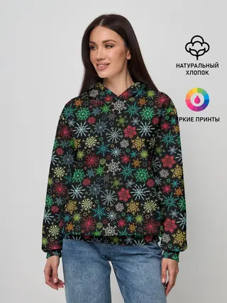 Женское худи / Разноцветные Снежинки