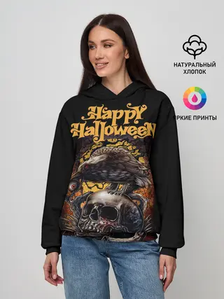 Женское худи / Черный ворон на Хэллоуин