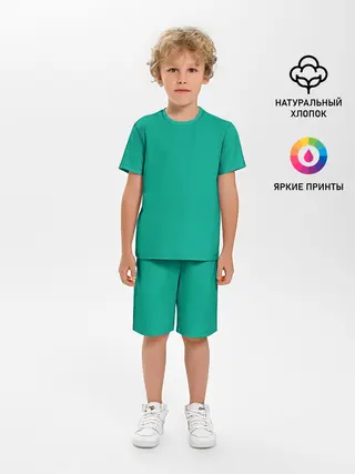Детская пижама с шортами / Зеленый