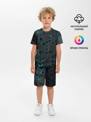 Детская пижама с шортами / 3D соты BLUE