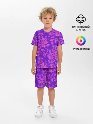 Детская пижама с шортами / ФИОЛЕТОВАЯ ХОХЛОМА