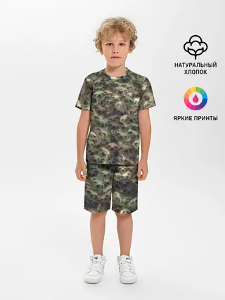Детская пижама с шортами / Камуфляж с ленивцами