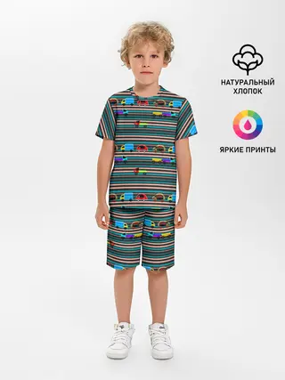 Детская пижама с шортами / Детский полосатый узор
