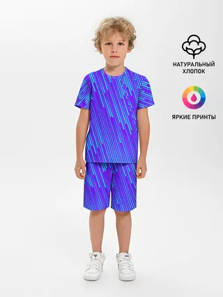 Детская пижама с шортами / Неоновые Линии