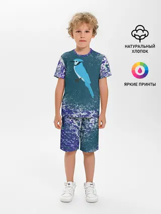 Детская пижама с шортами / Голубая сойка