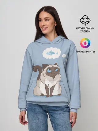 Женское худи / Голодный котейка