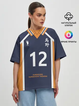Женская футболка оверсайз / KARASUNO 12 | ФОРМА КАРАСУНО